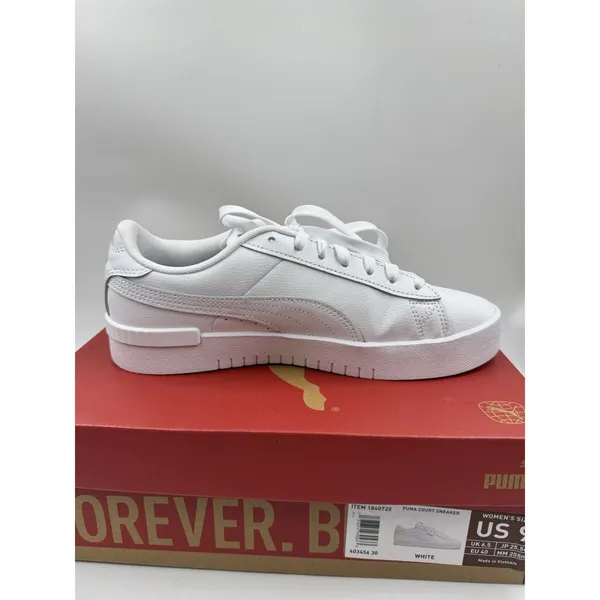 PUMA Court Sneaker, White, Women's Casual Low Top Leather Shoes Size 9 - Image 12