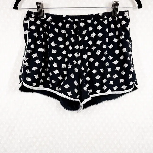 Madewell Black Cream Cat Print Shorts‎ Pajama Set - Image 3