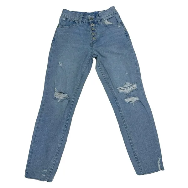 We The‎ Free People Straight Jeans Women Sz 24 Button Fly High Rise Distressed - Image 2