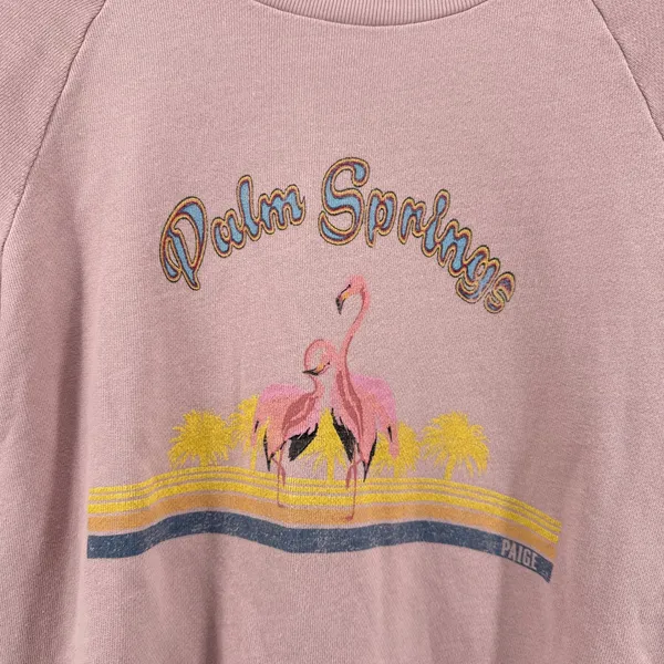 PAIGE Palm Springs‎ Lizeth Flamingo Sweatshirt Crewneck Pink Pullover Medium - Image 3