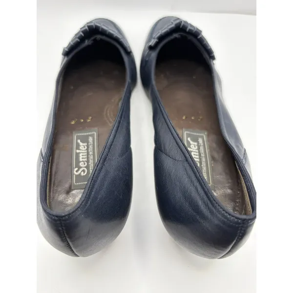 Semler Navy Blue Leather Kiltie Wedge Loafers Womens Size 6 F Made in Germany‎ - Image 7