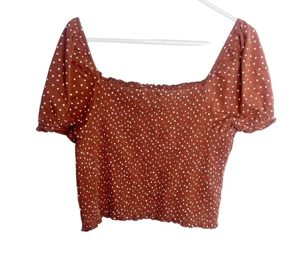 American eagle rust red ruched crop top country western size large NWT N - Image 5