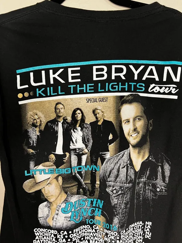Luke Bryan Black Kill The Lights‎ 2016 Tour Country Music Concert Shirt - Image 6