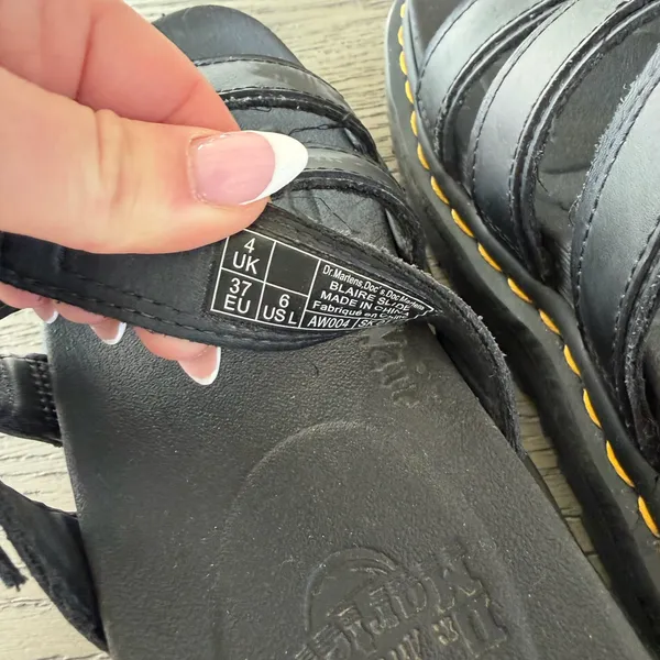 Dr. Martens Women’s Black Leather Buckle Slides - Image 7