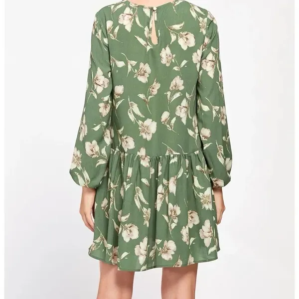 ✨HP✨Flower Print Lantern Sleeve Drop Waist Dress✨ - Image 5