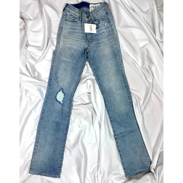 LNDN Landon Denim High Rise Straight Leg Distressed Jeans 36" Waist - Image 2