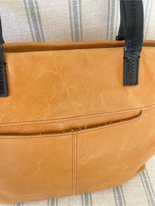 HOBO Cecily Leather Mini Tote Honey Brown Double Handle Satchel Purse Bag - Image 9