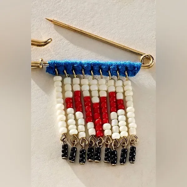 NWT Free People Bead Baby Brooch In White & Red - Image 2
