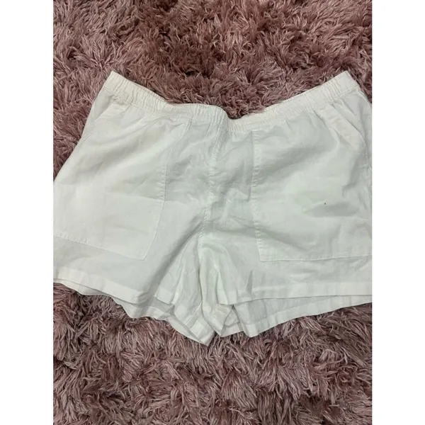 Universal Threads White High-Waist Pull-On Linen Shorts - Image 3