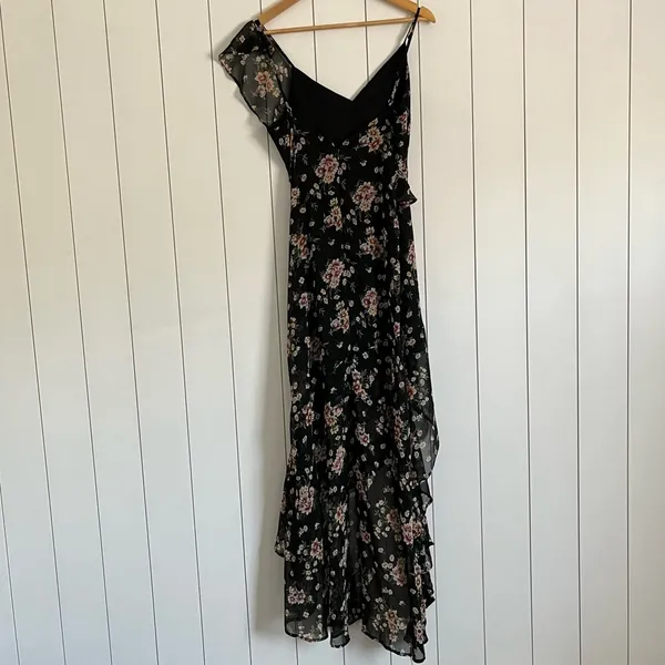 Lulus Harmonia Black Floral Print High-Low Maxi Dress - Image 7