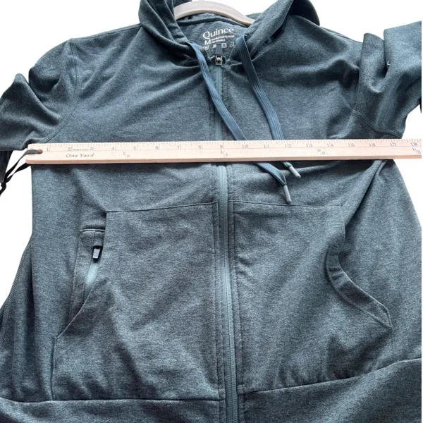 Quince Womens Heathered Teal Full Zip Performance Hoodie Jacket Size Medium‎ - Image 9