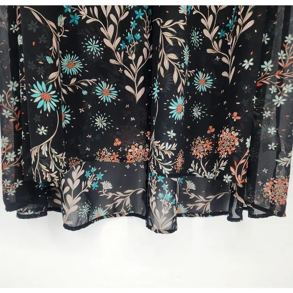 Boutique+ Floral High-Low Duster Kimono Black Women’s Size 1X - Image 11
