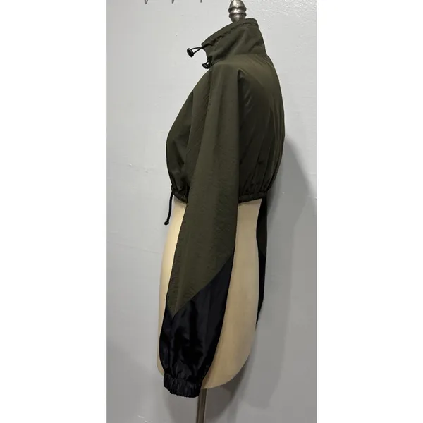 Collusion Womens Full Zip Short Cropped Jacket Sz 2 High Neck Long Sleeve Green - Image 2
