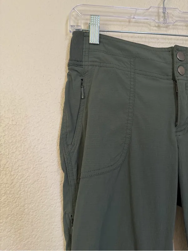 Athleta Jasper Green Hiking Stretch Trekkie Capri Pants, Sz Small - Image 5