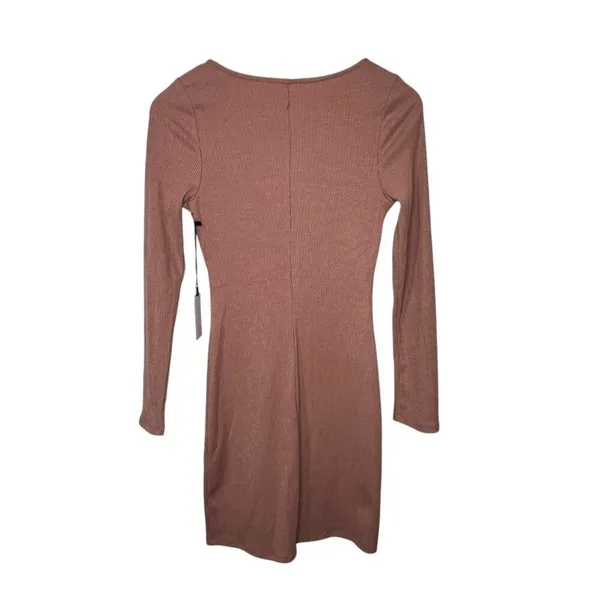 ASTR the Label Ribbed Mini Dress Womens Medium‎ Blush Pink Long Sleeve ADR100890 - Image 9