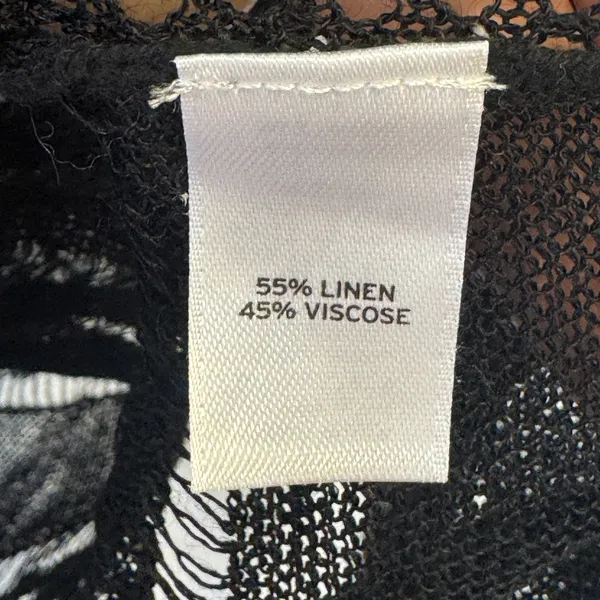 Trouve Sheer Mesh Open Knit Linen Blend High Low Top Long Sleeve Monochrome XS - Image 8