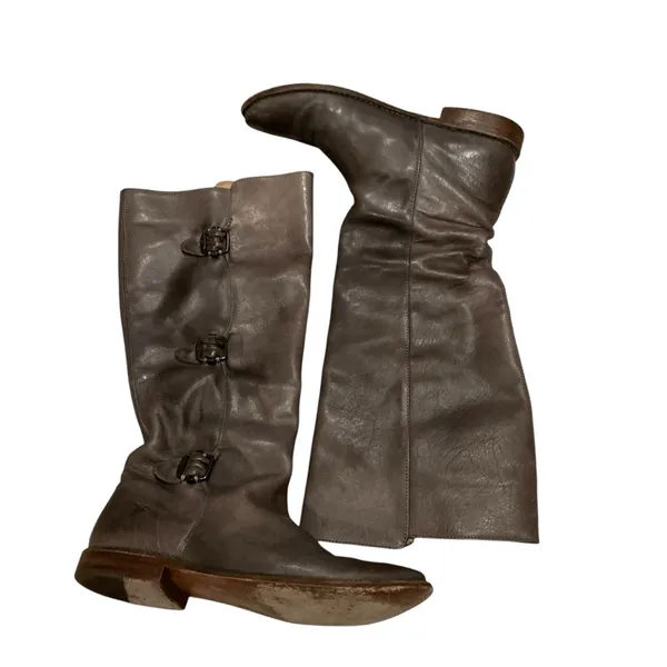 Frye Paige buckle riding boots tall grey leather size 8.5 equestrian southwest - Image 3