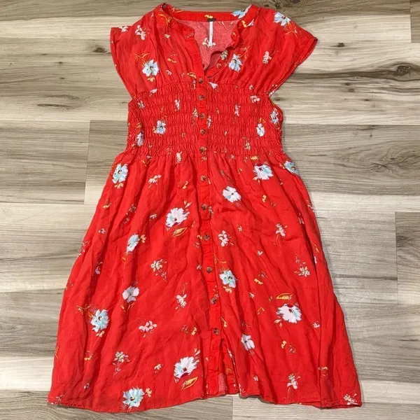 Free People Greatest Day Smocked Mini Dress Floral Women’s XS - Image 2