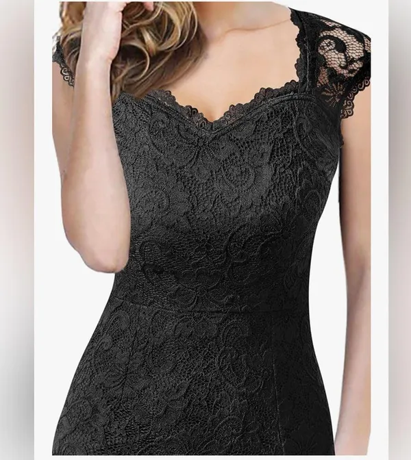 NEW Lace Sweetheart Neck Open Back Adjustable Slit Formal Gown Maxi Dress L - Image 8