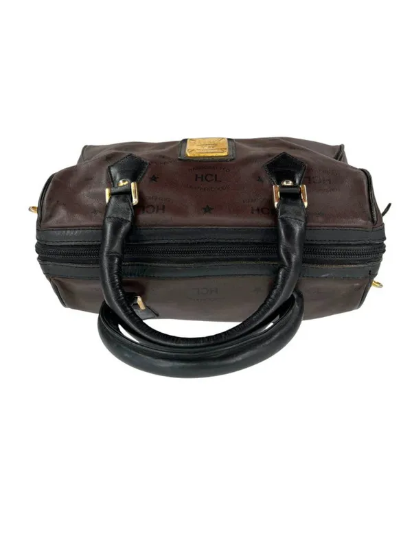 HCL Vintage 80s 90s Brown Leather Monogram Handbag Luxury Classic - Image 3