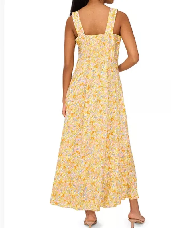 MSK Floral Yellow Rayon Sundress - Lightweight Women's Dress Size Medium - Image 2