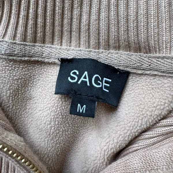 Sage Ribbed Trim Quarter Zip Sweatshirt - Image 4