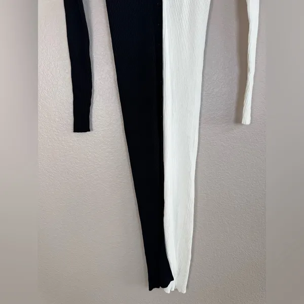 STAUD Shoko Sweater Midi Dress in Black White size Small $165 Colorblock - Image 11