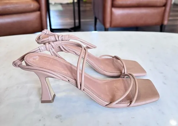 Marc Fisher Davia Leather Strappy Heeled Sandal in Light Brown Women's Size 8 - Image 3