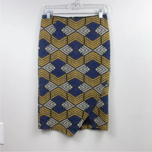 Anthropologie Maeve Kanara Pencil Skirt Geometric Textured Print Size‎ 2P - Image 4