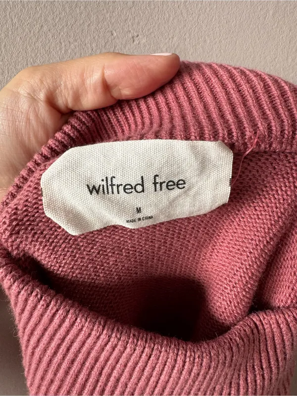Wilfred Free Aritzia Women’s Merino Wool Mauve Mock Neck Sweater Medium - Image 2