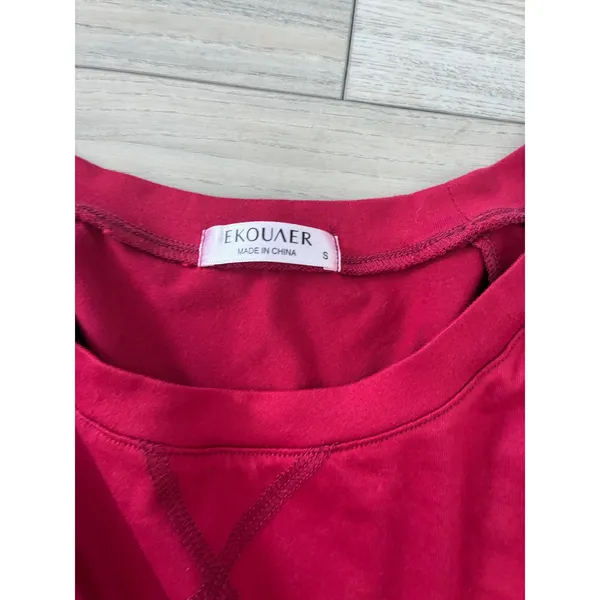 Ekouaer Womens Red Pajama Set Long Sleeve Top and Jogger Pants Size S - Image 4
