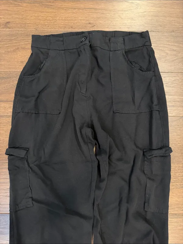 Shinestar Black Cargo Jogger Pants Utility Pockets Size Medium - C61-124 - Image 2