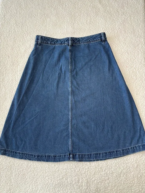 Vintage 90s Liz Claiborne Patch Pocket Denim A-Line Midi Skirt size 10 #denim #midi - Image 4