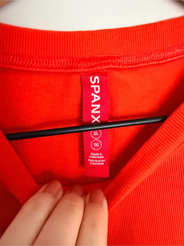SPANX Ribbed Knit Crewneck Tee Sunset Coral XL - Image 4