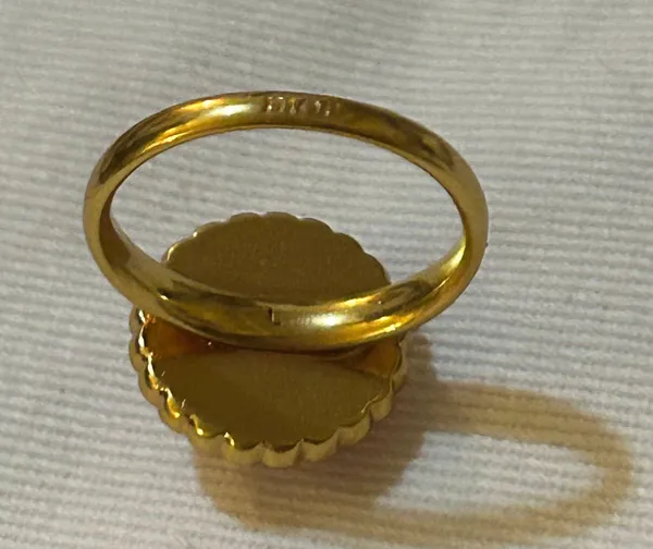 Christian Dior Petit CD Baroque Ring Gold-Finish Metal, Pink Crystals Size L - Image 7