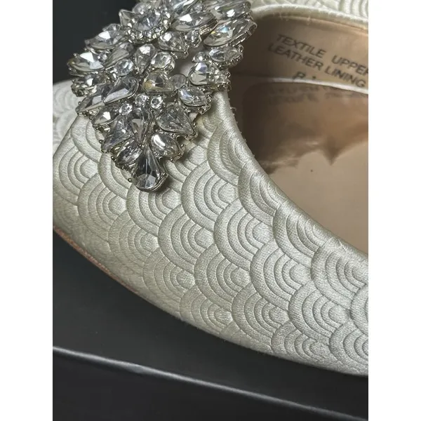 Badgley Mischka Ivory Embellished Peep-Toe Flats - Image 11