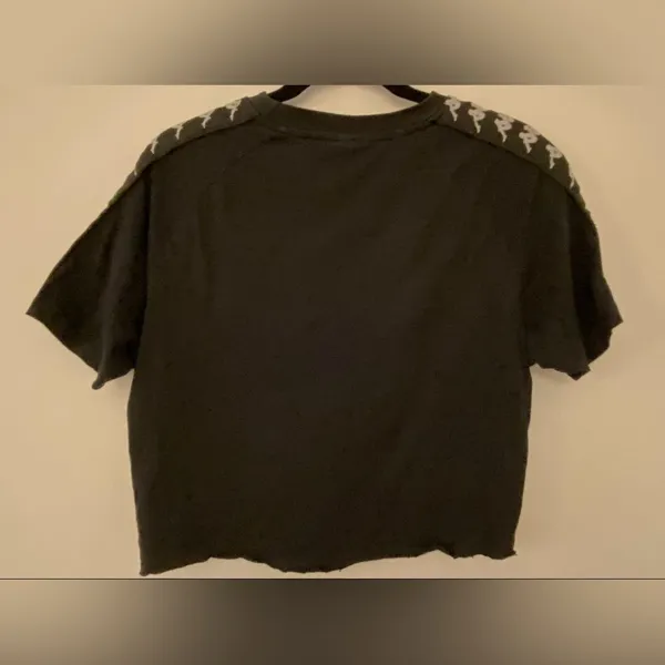 Kappa Black Cropped Cut T-shirt Unisex Size Small - Image 2