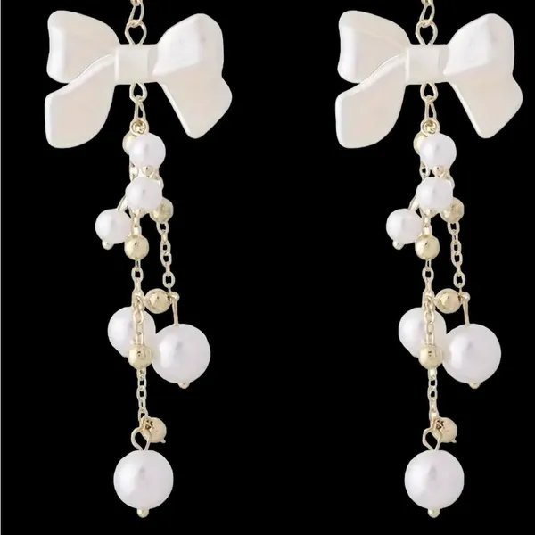 Retro Style Bow Decor‎ Faux Pearl Tassel Earrings *Fashion Earrings - Image 11