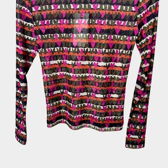 Emily Lovelock‎ MIRI Mesh Tulle Tee Pink XS Heart Print Y2K Valentines Day NWT - Image 11