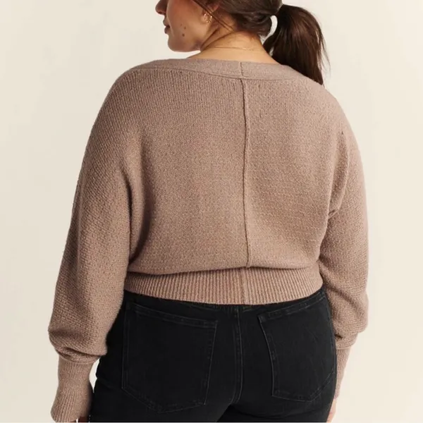 Abercrombie & Fitch Button Front V-Neck Cardigan Sweater Light Brown Size Small - Image 4