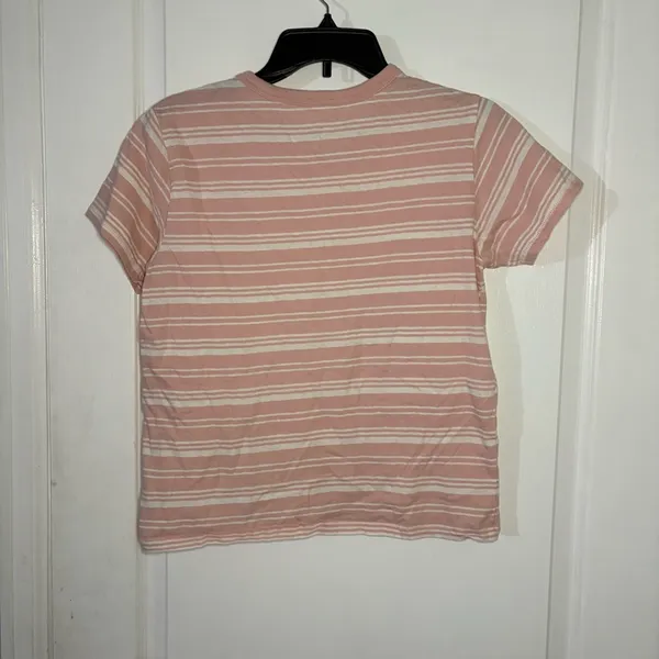 Pink and White Striped Crop Top Size M - Image 2