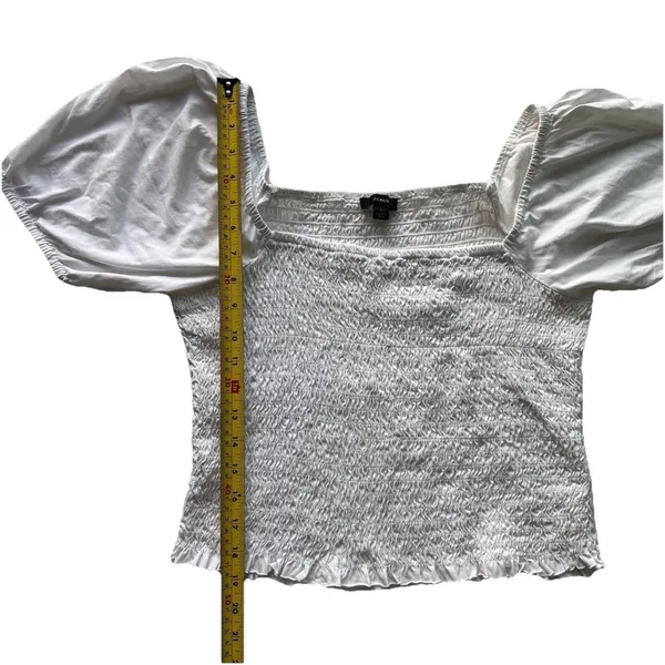 J.Crew Smocked Broken-In Jersey Cropped Top L Puff Sleeve Peasant Cottagecore - Image 7