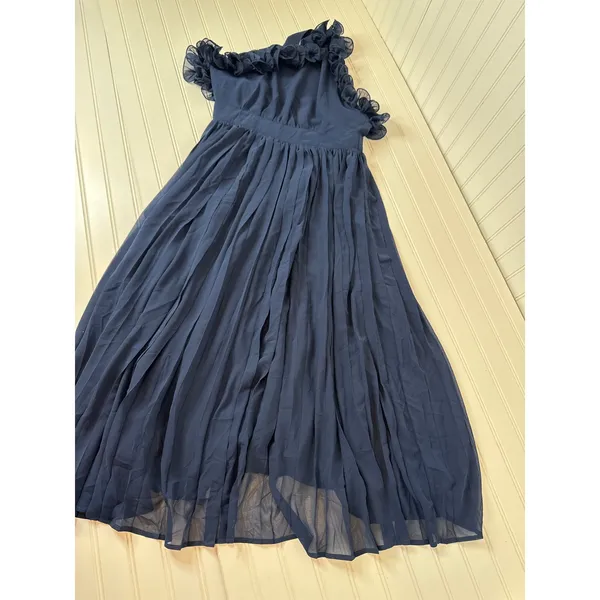 NWOT Lulus Splendid Charisma Navy One-Shoulder Pleated Midi Dress Size L - Image 2
