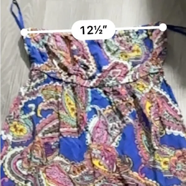Banana Republic Factory Blue & Pink Multi Paisley Print Strapless Maxi Dress‎ 4 - Image 7