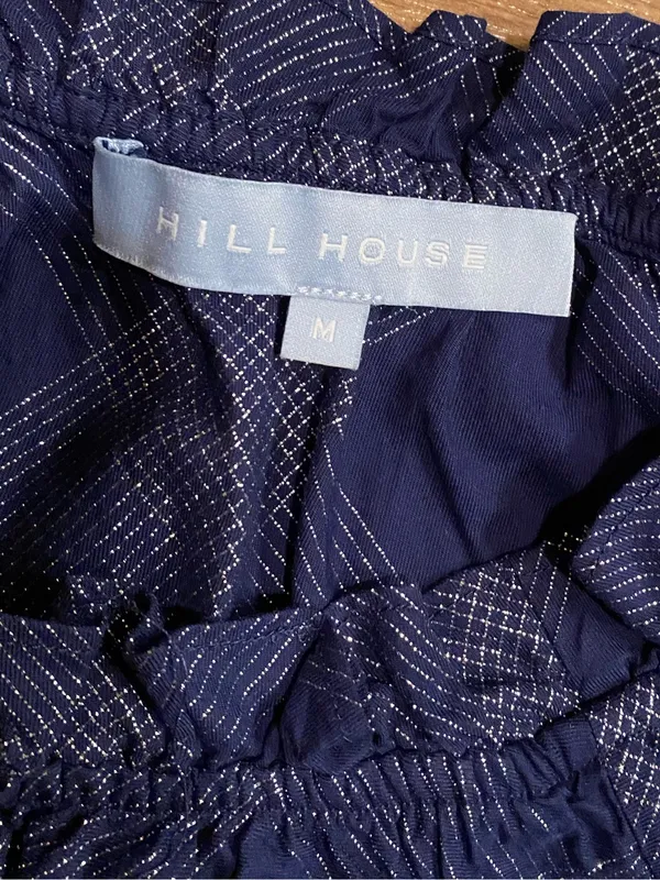 Hill House Katherine Iridescent Blue Plaid Ruffle-Hem Mini Dress — Size M - Image 5