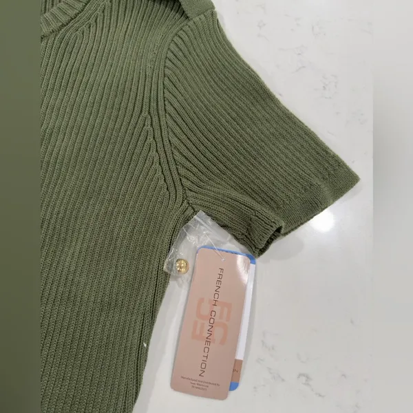 French Connection Sage Green Ribbed Midi Dress - Image 10