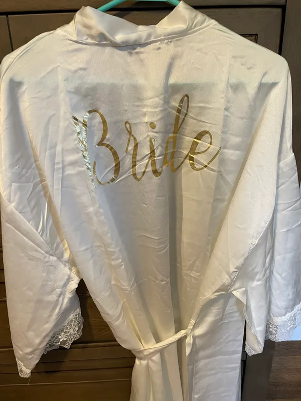 Bridal Silk Robe White Size L - Image 2
