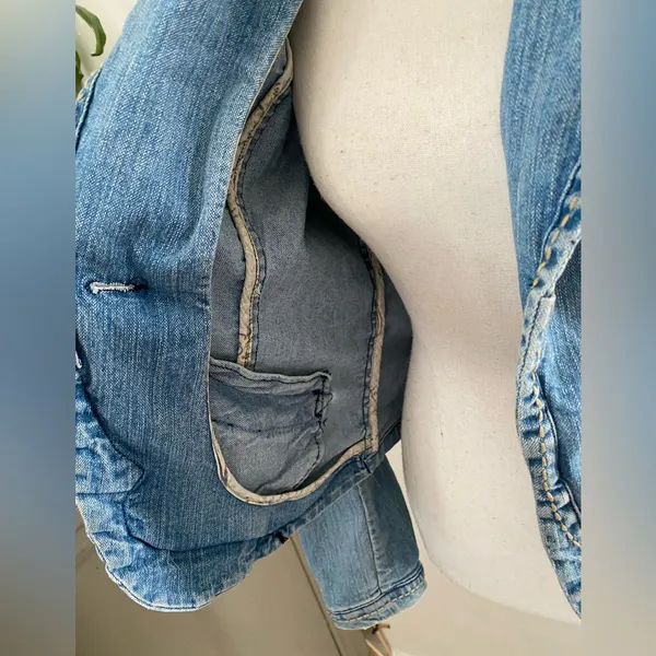 Vintage y2k boho coastal cowgirl Light Blue Jean Jacket size M - Image 8