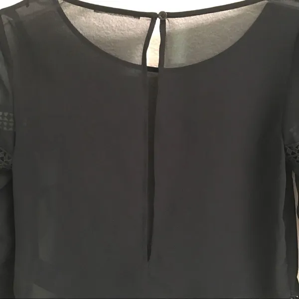 H&M black sheer lace long sleeve blouse S*‎ - Image 5