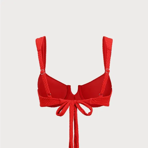 BERLOOK Red V Notch Underwire Bikini TOP ONLY 03 Size M - Image 6